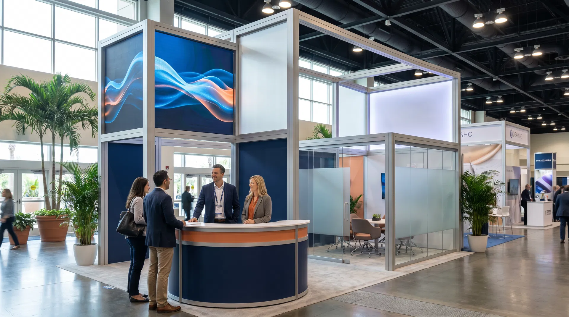 High-performance modular trade show exhibit rental deployed at the Orange County Convention Center in Orlando.