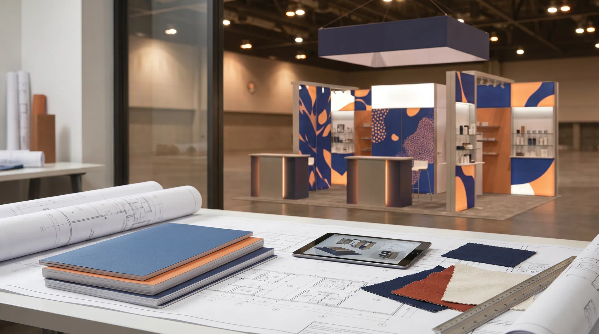 A practical trade show exhibit design featuring modular aluminum systems, clear graphics, and an optimized layout for visitor flow and product demonstrations.