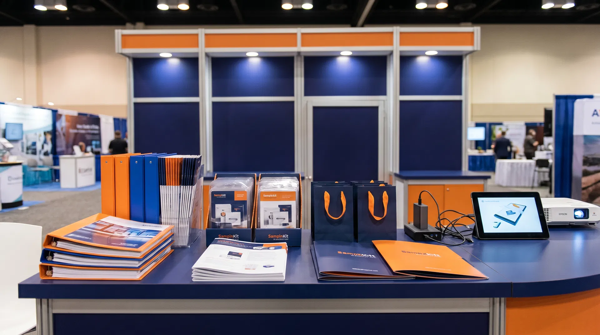 Professional trade show exhibit featuring high-impact graphics, modular systems, and strategic lighting for maximum attendee engagement.