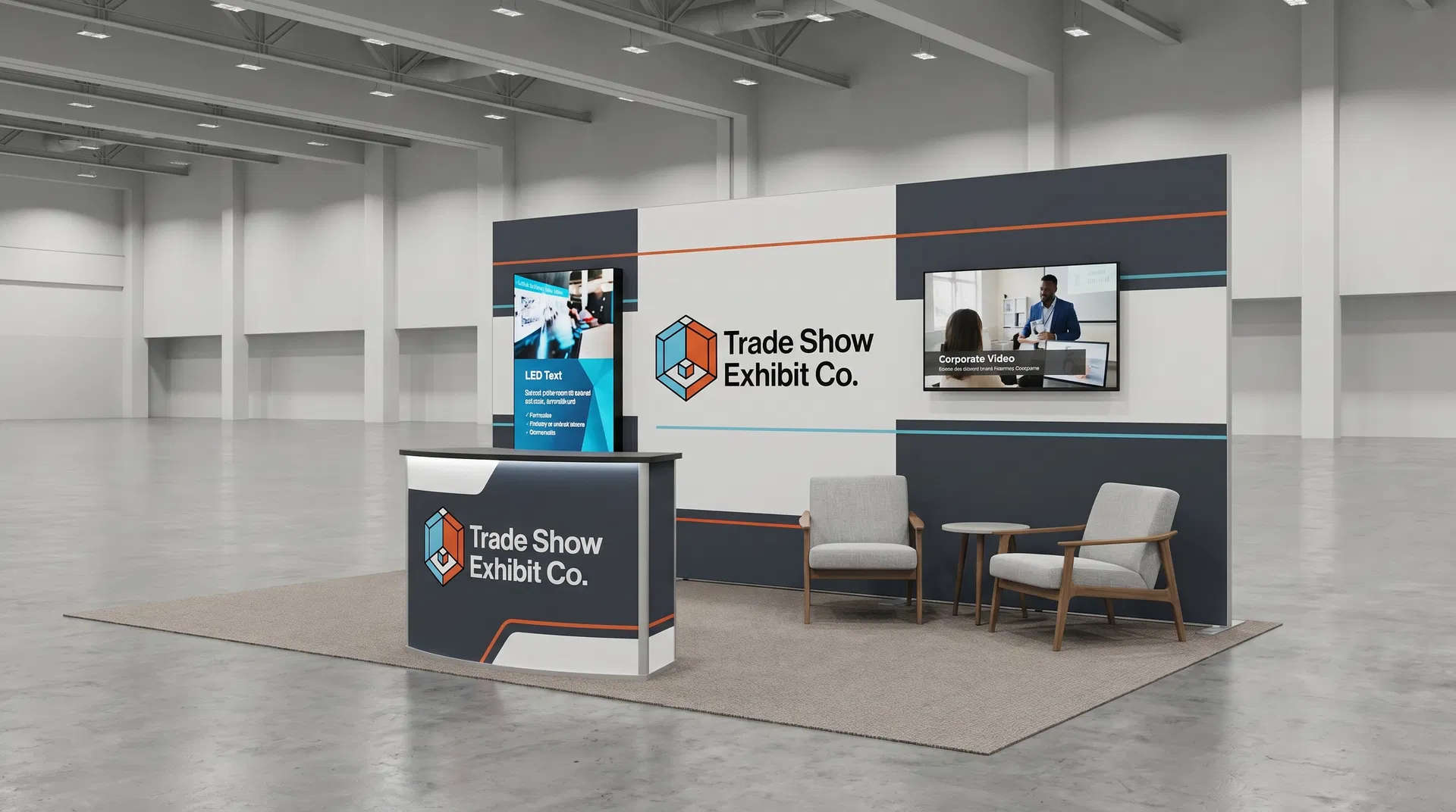 10' x 10' custom trade show exhibit rental example