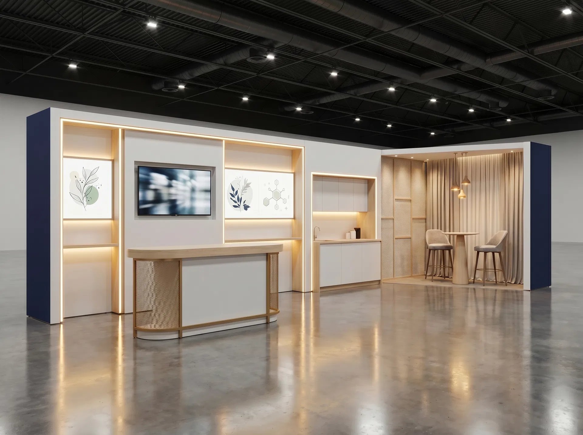 10x30 trade show exhibit rental — wellness sampling lab design