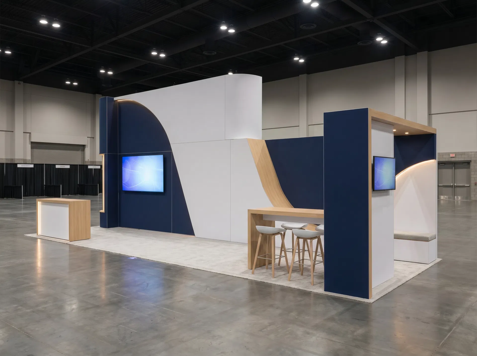 10x30 trade show exhibit rental — corner theater wall design
