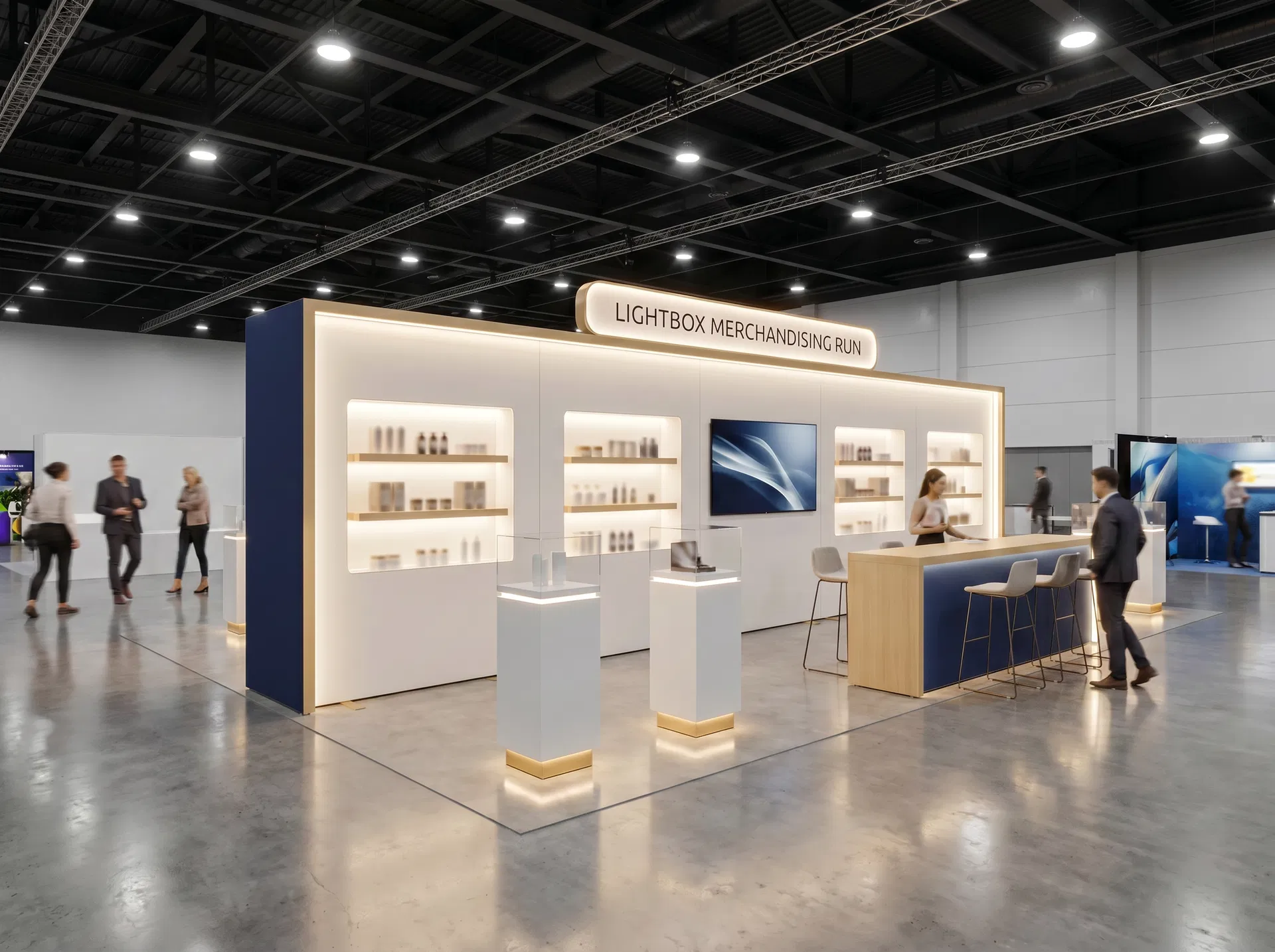 10x30 trade show exhibit rental — lightbox merchandising run design