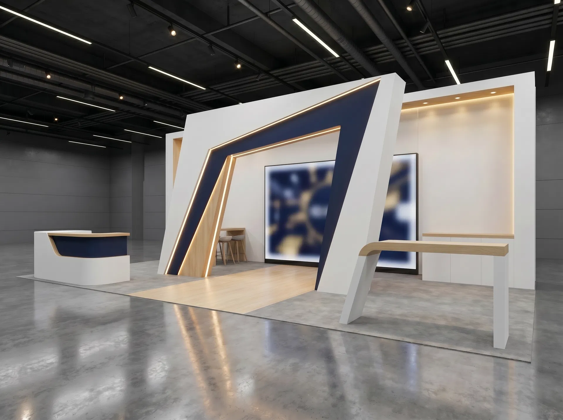 10x30 trade show exhibit rental — angled launch portal design