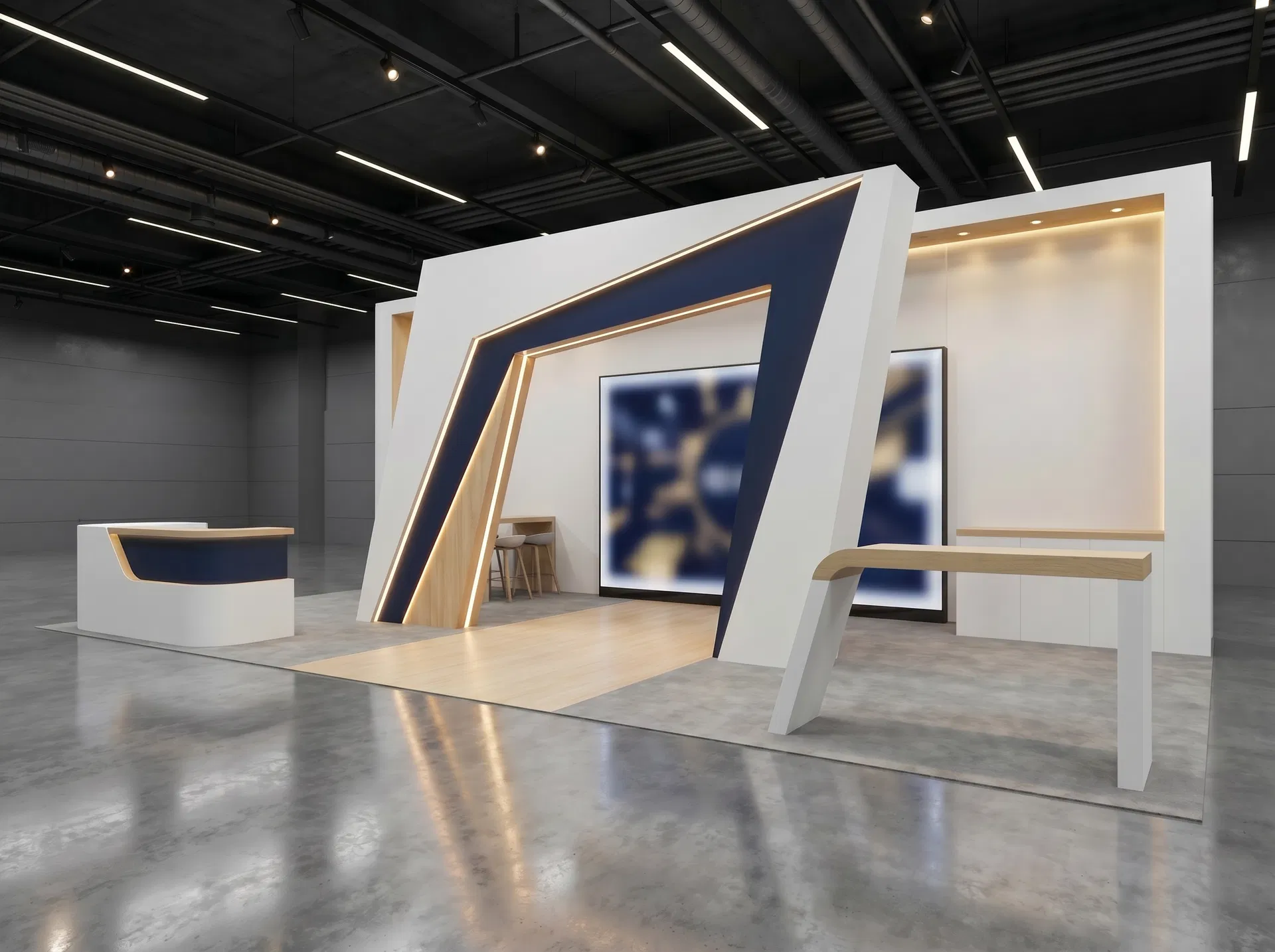 10x30 trade show exhibit rental — angled launch portal design