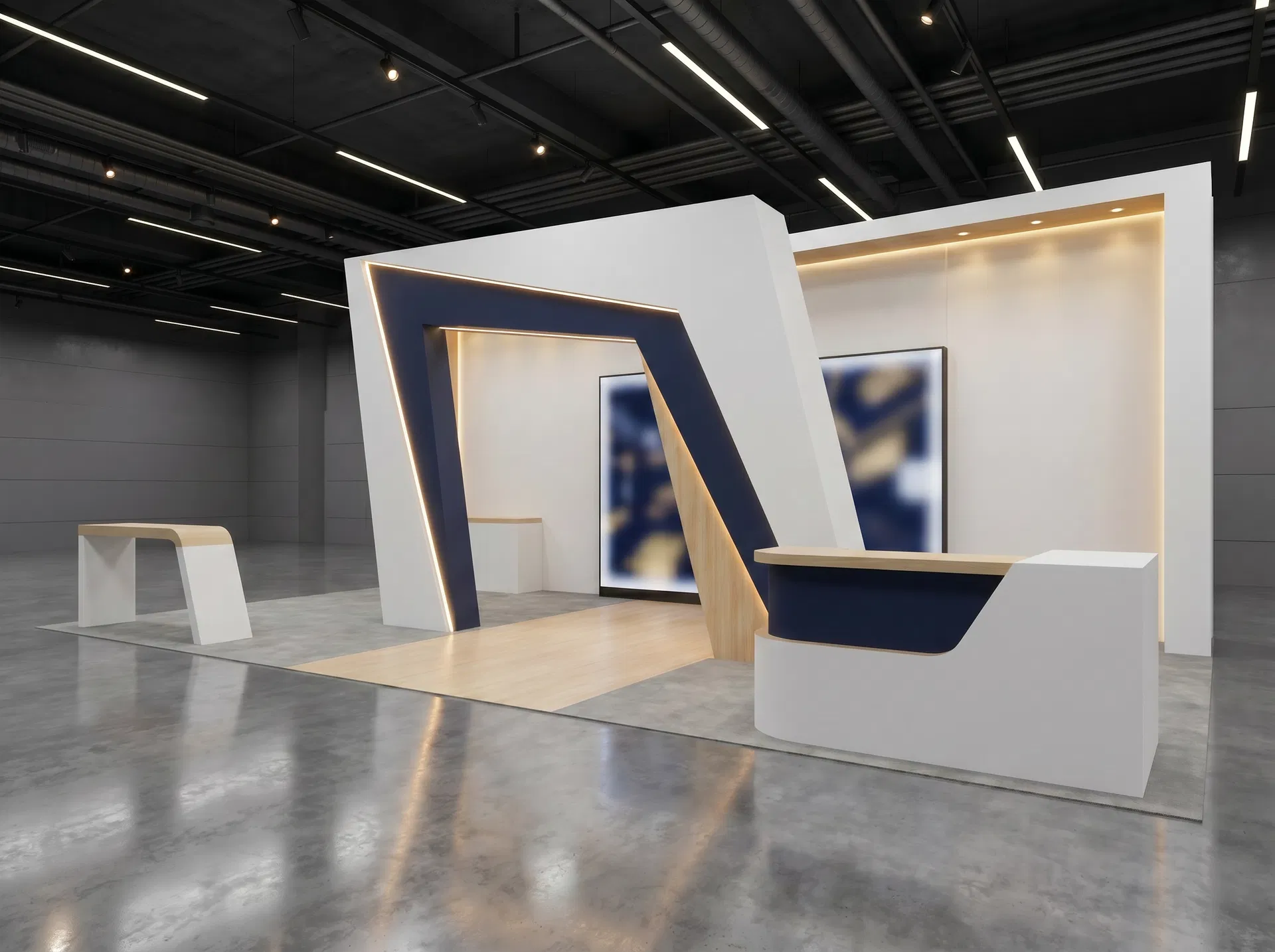 10x30 trade show exhibit rental — angled launch portal design