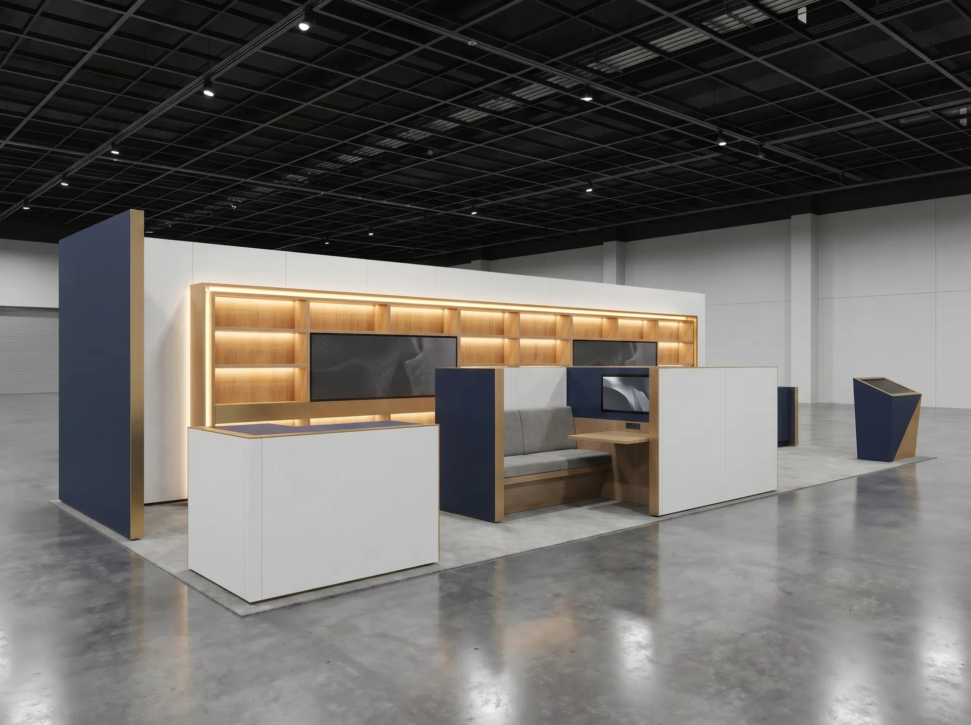 10x30 trade show exhibit rental — product library spine design