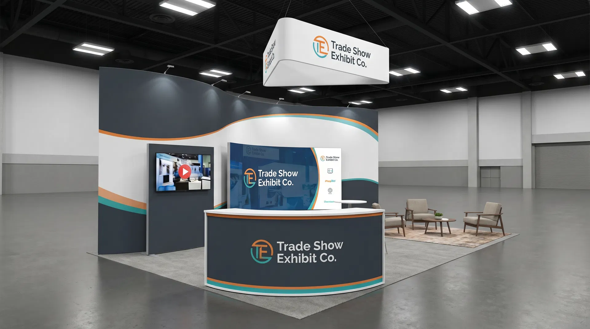 20x30 trade show exhibit rental — open-circulation island design