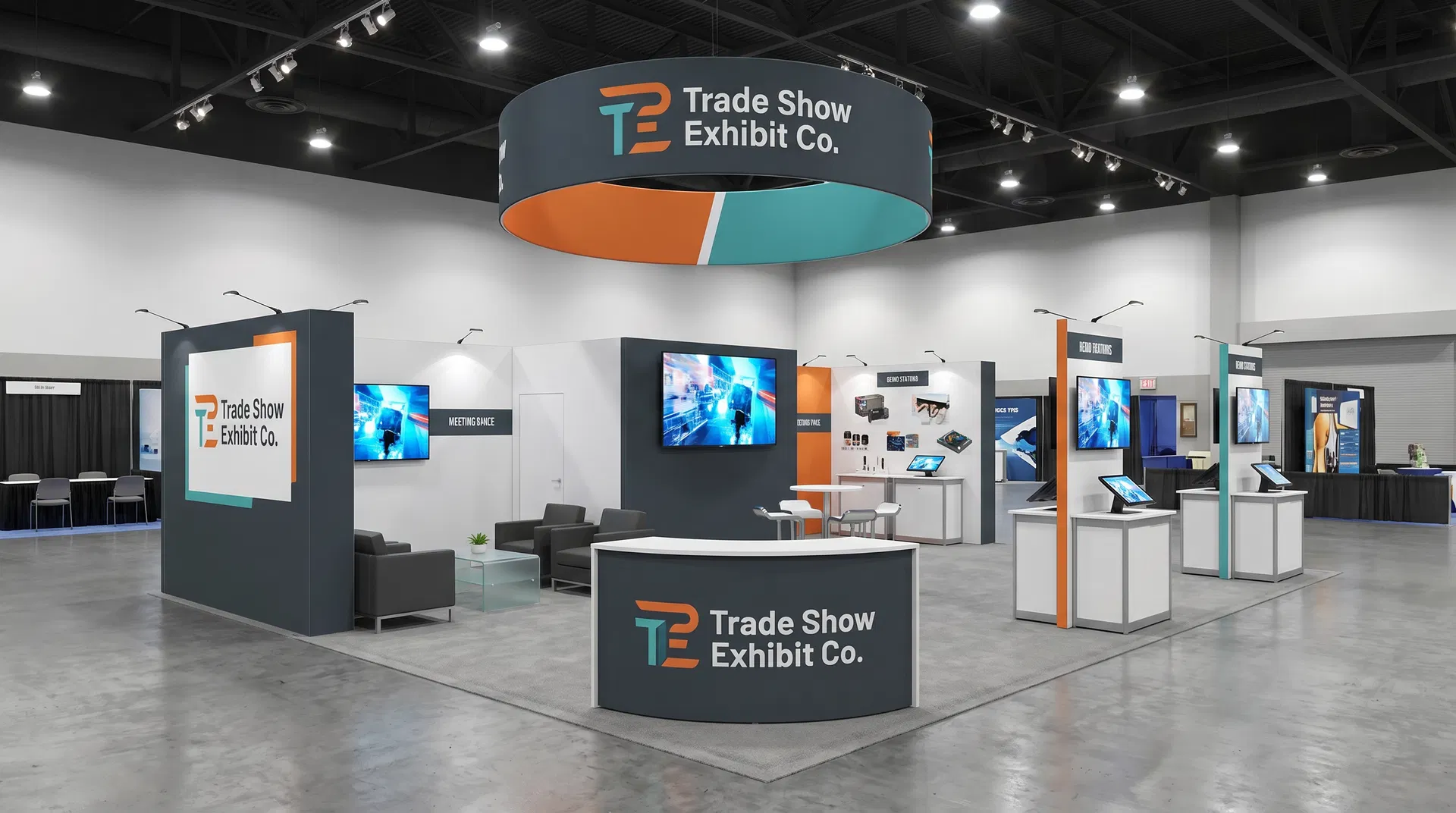 30x40 trade show exhibit rental — open-circulation island design