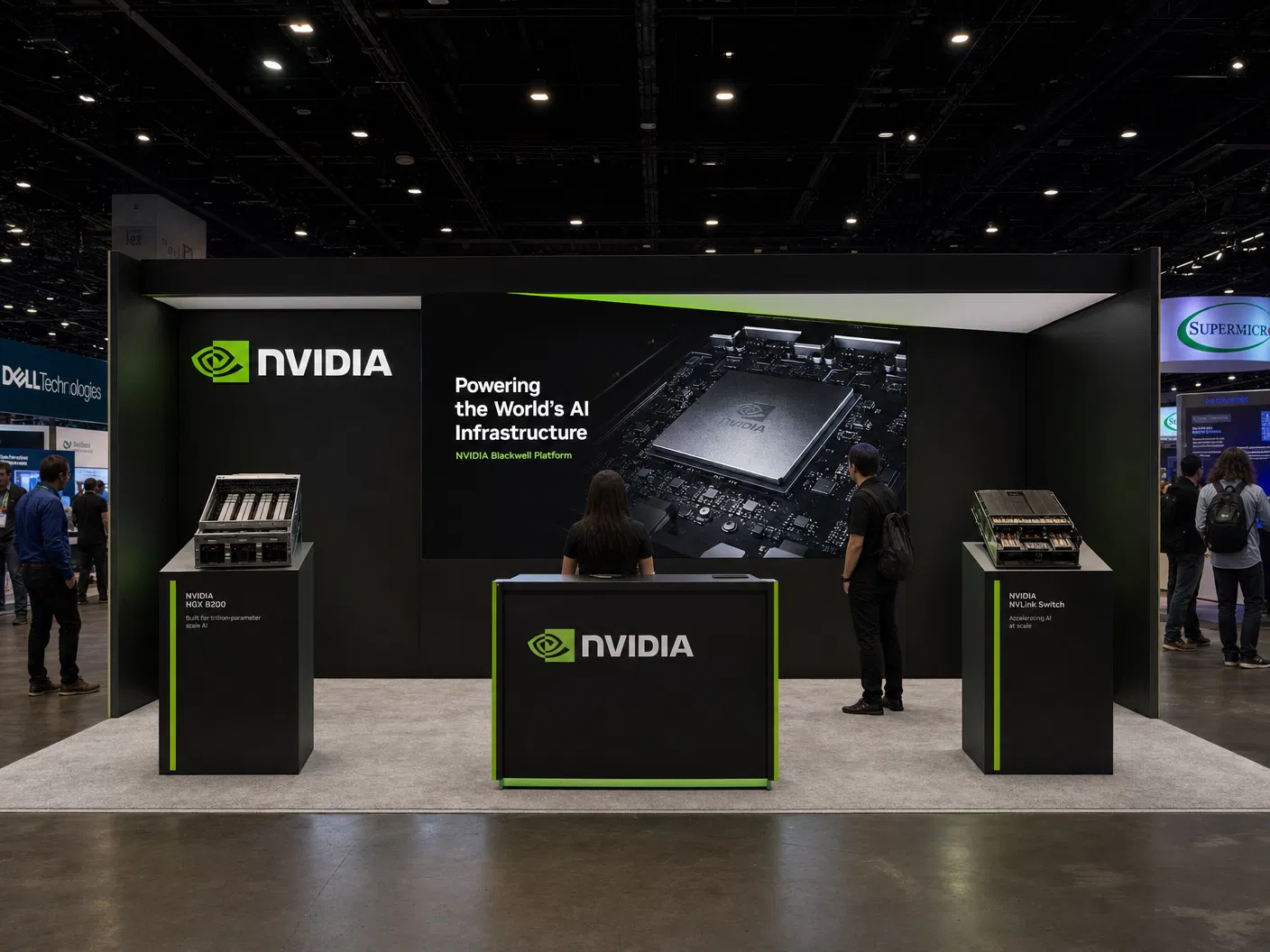 10' x 20' inline LED exhibit concept 09 with a high-clarity presentation wall and modular rectangular framing
