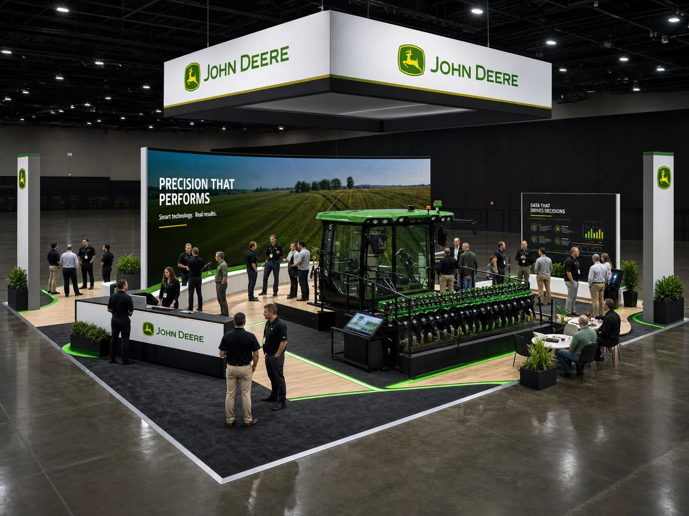 30' x 40' Black Hat Orlando island LED exhibit with integrated video wall and active show-floor presentation