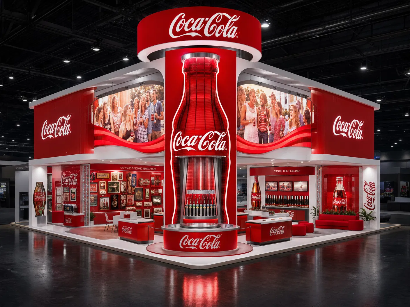 30' x 30' island LED exhibit with integrated video wall and active show-floor presentation
