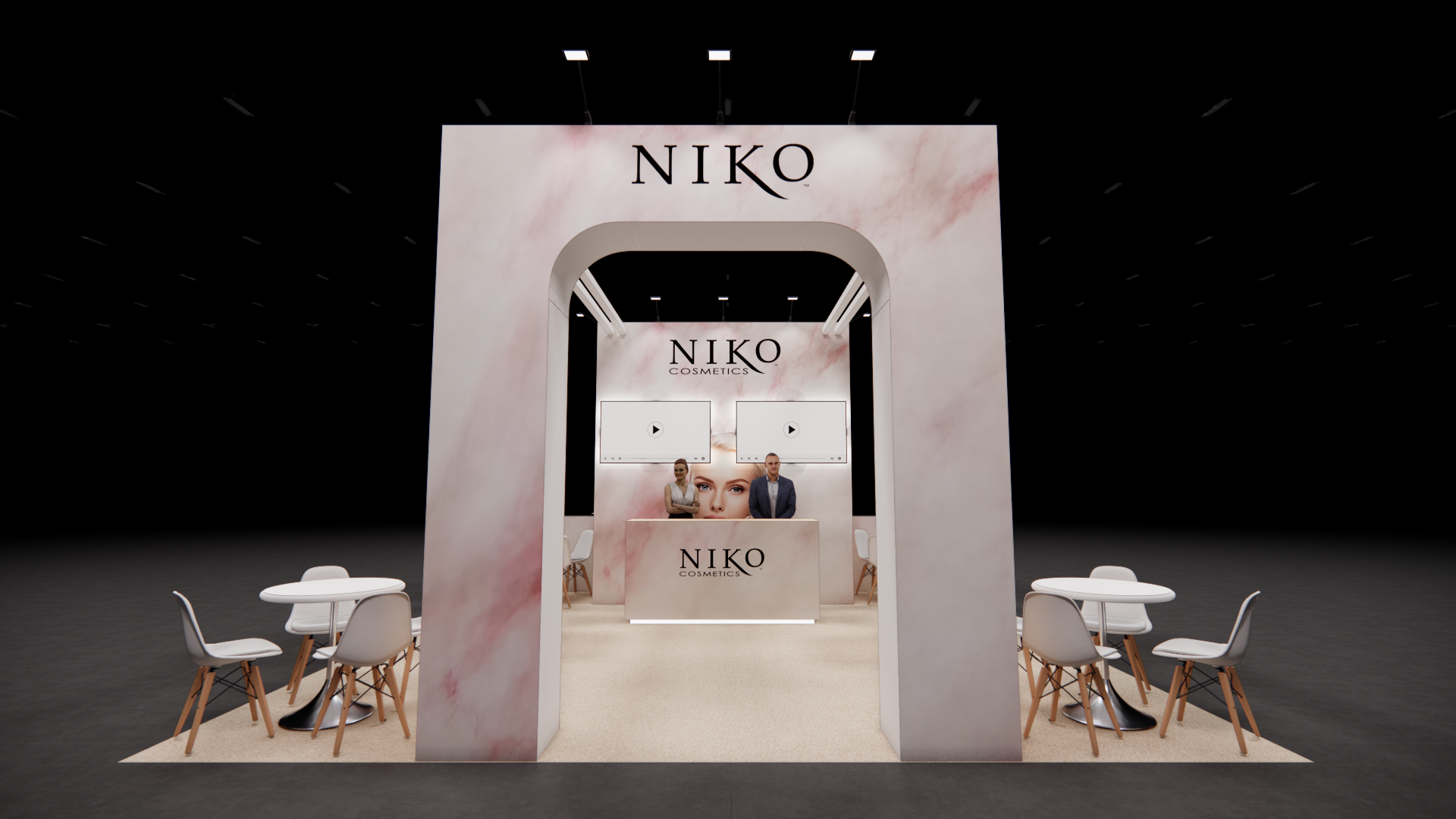 20x20 trade show exhibit rental — 20 x 20 island trade show display — las vegas hero image
