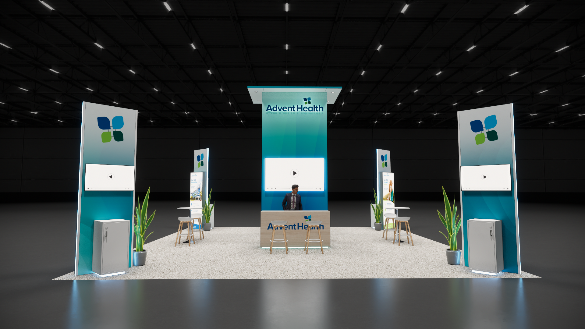 30x30 trade show exhibit rental — 30 x 30 island trade show display — las vegas hero image