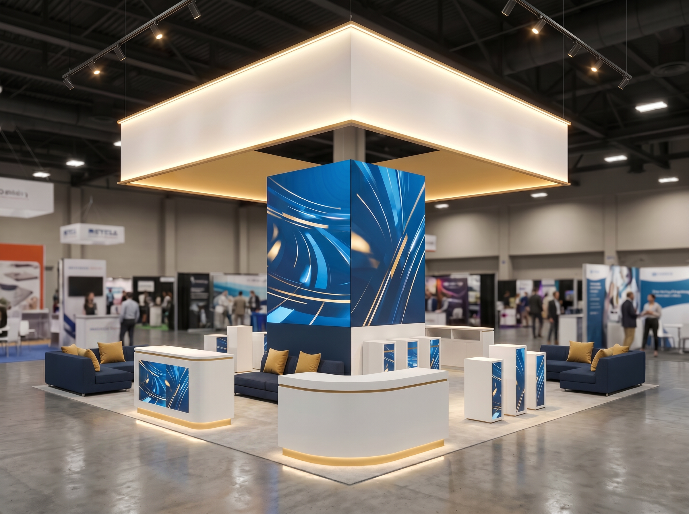 20x20 trade show exhibit rental — 20 x 20 double-deck exhibit rental — himss, las vegas hero image
