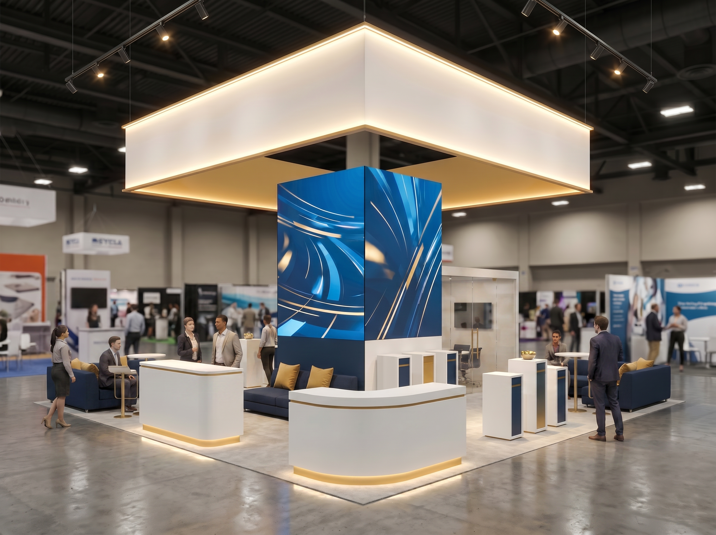40x40 trade show exhibit rental — 40 x 40 double-deck exhibit rental — sema show, las vegas hero image