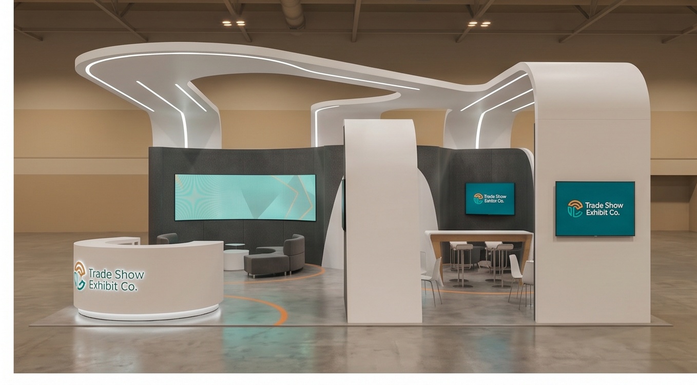 30x30 trade show exhibit rental — open-circulation island design