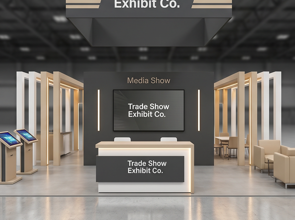 30x40 trade show exhibit rental — hospitality-forward island design