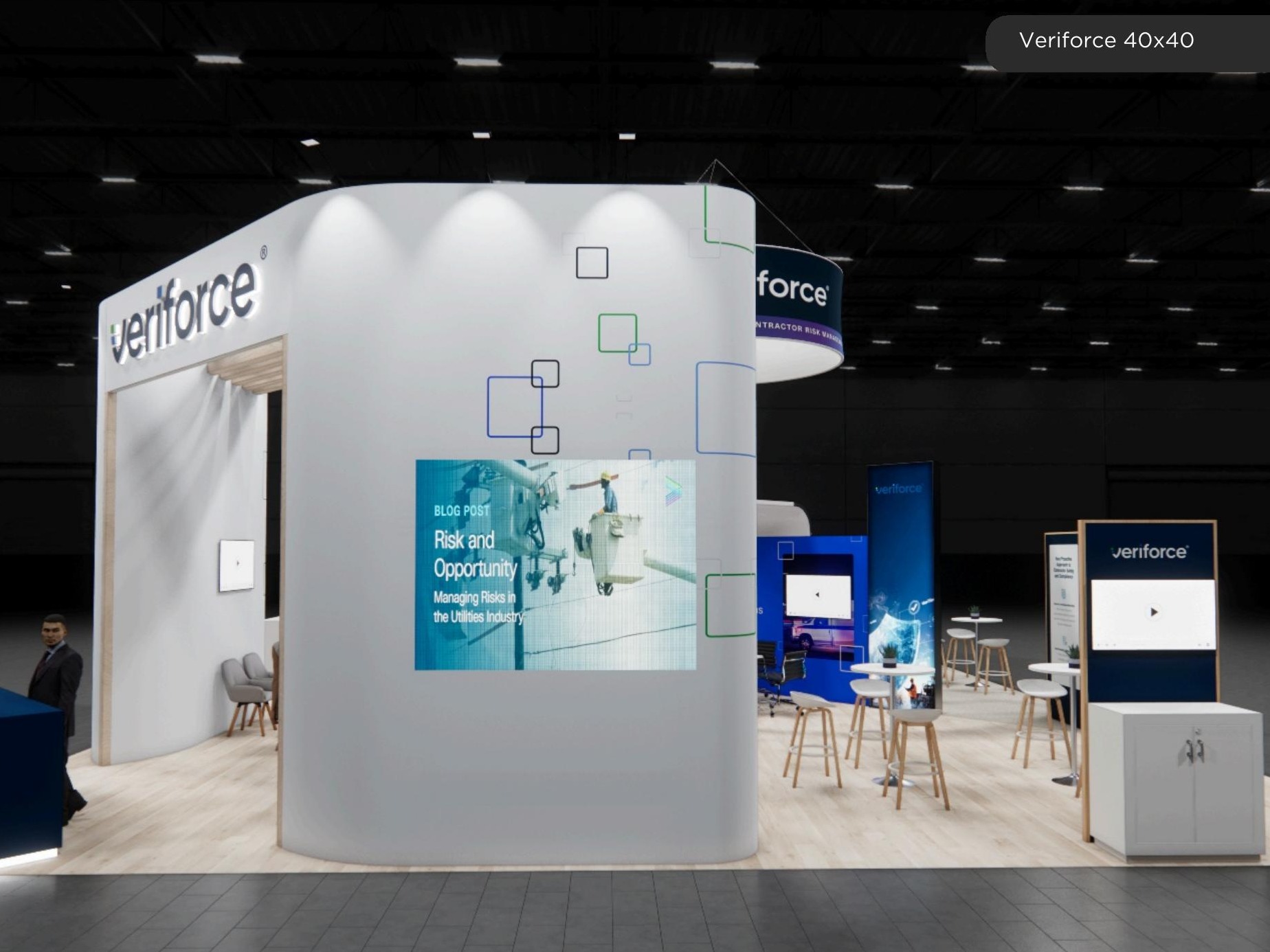 40x40 trade show exhibit rental example for custom and affordable exhibit planning