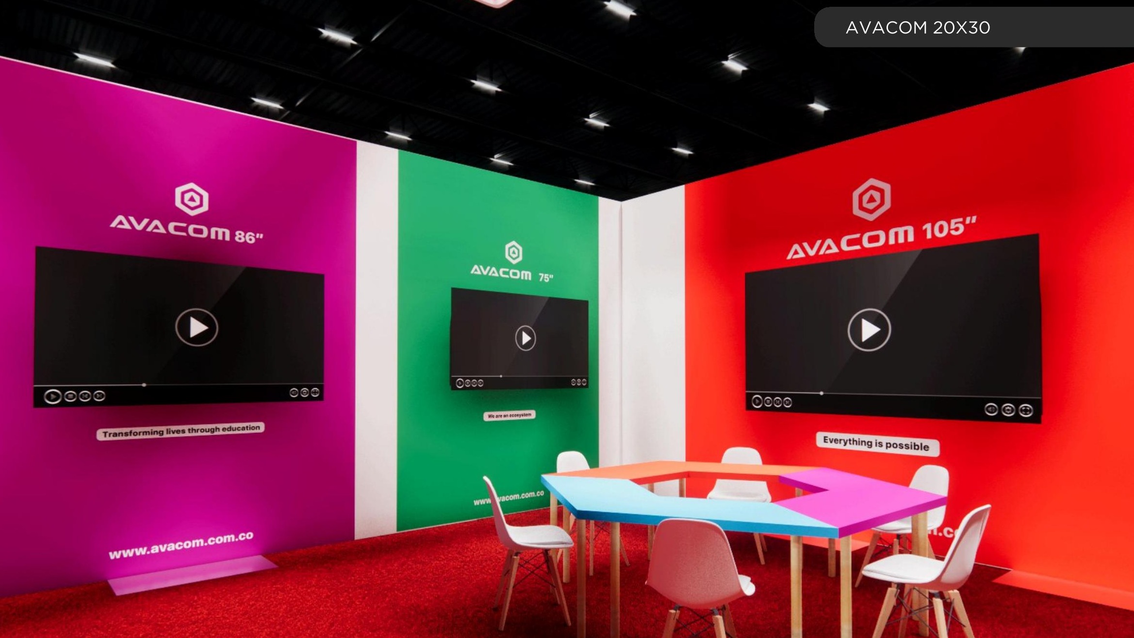 20x30 trade show exhibit rental — perimeter-canopy island design