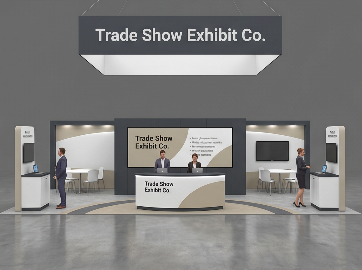 20x40 trade show exhibit rental — architectural media island design
