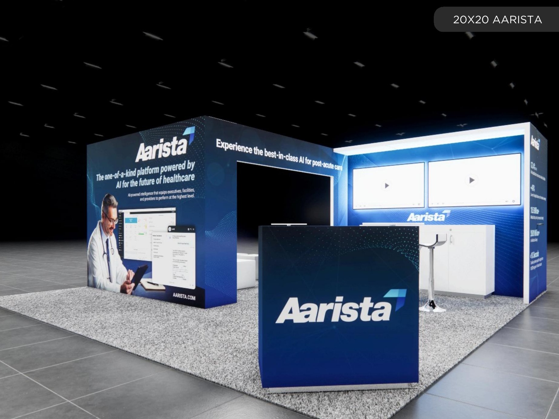 20x20 trade show exhibit rental — 20 x 20 inline affordable exhibit rental — himss, las vegas hero image