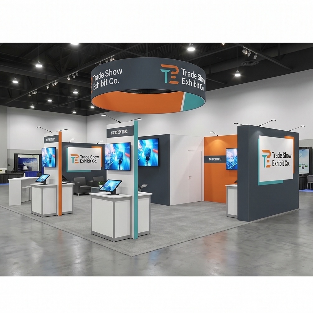 30x40 trade show exhibit rental — open-circulation island design