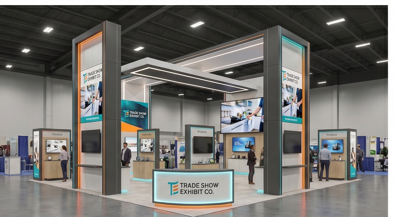 40x40 trade show exhibit rental — open-circulation island design