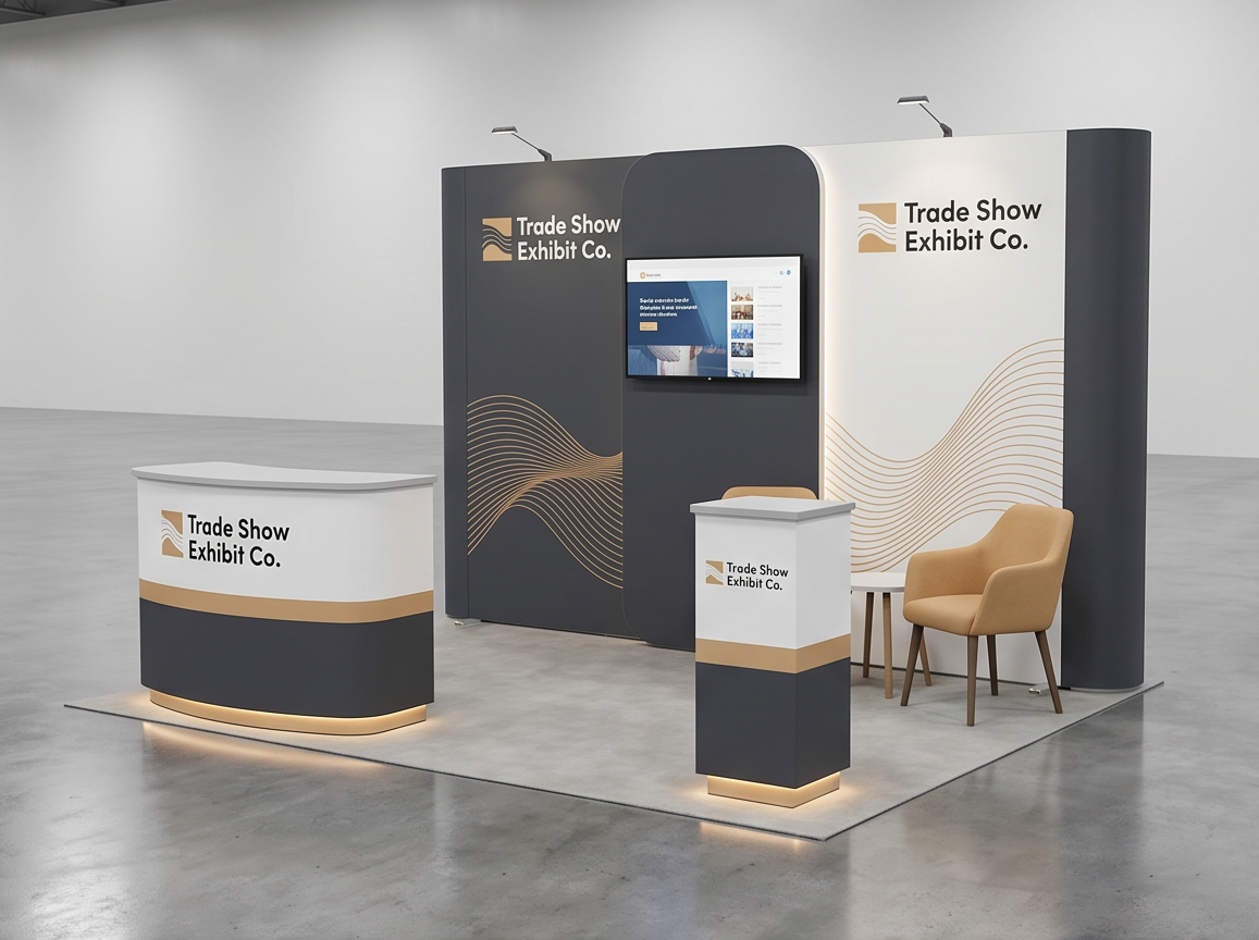 10x10 trade show exhibit rental — 10' x 10' custom exhibit design — hospitality-ready inline design