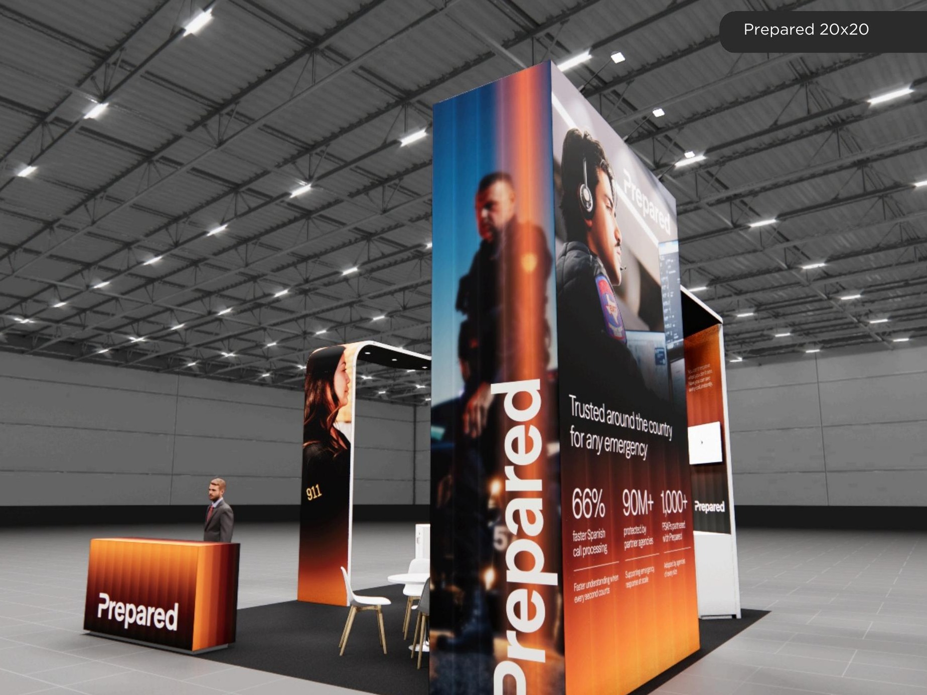 20x20 trade show exhibit rental — 20 x 20 inline affordable exhibit rental — himss, las vegas hero image