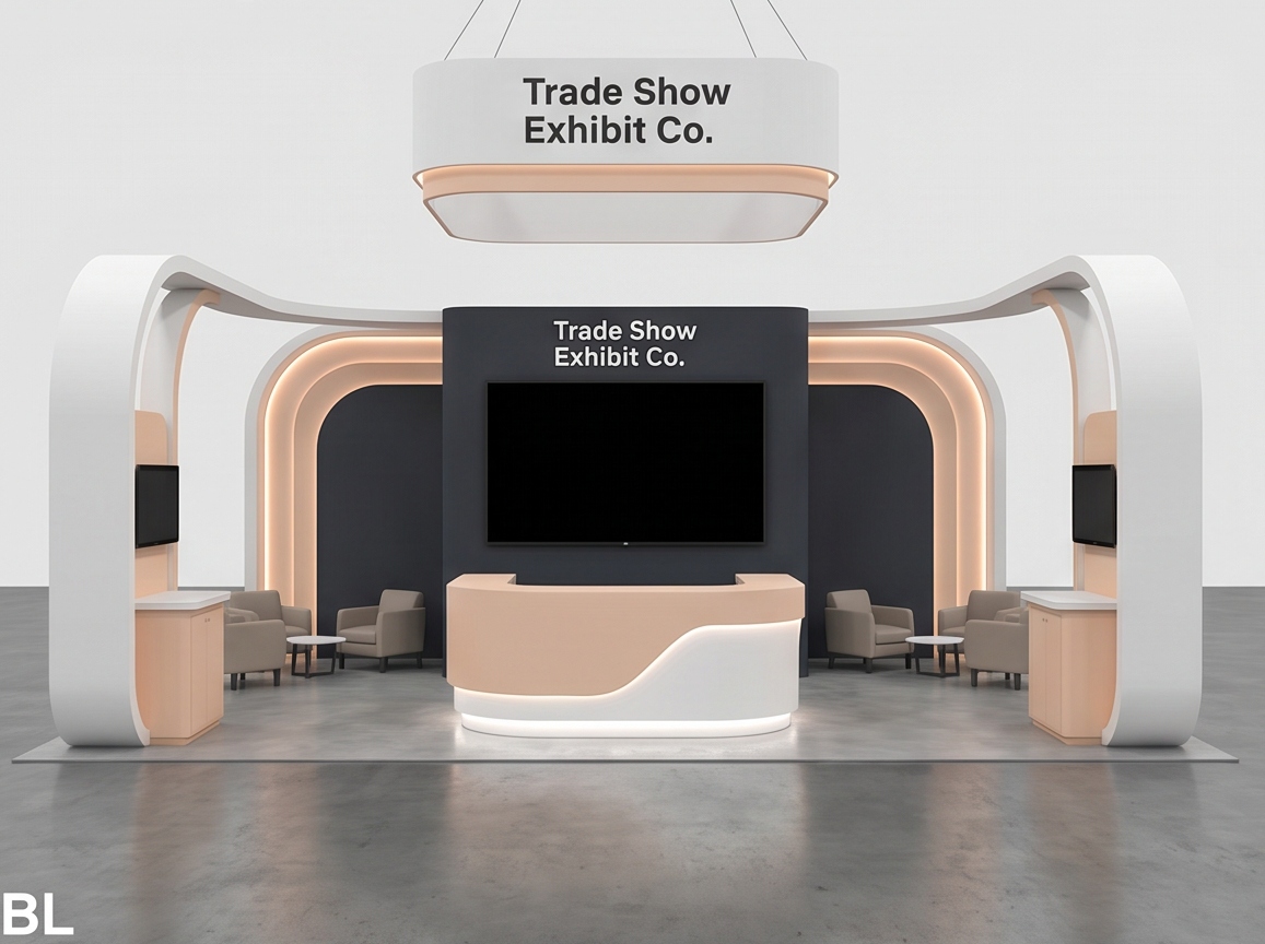 20x30 trade show exhibit rental — architectural media island design