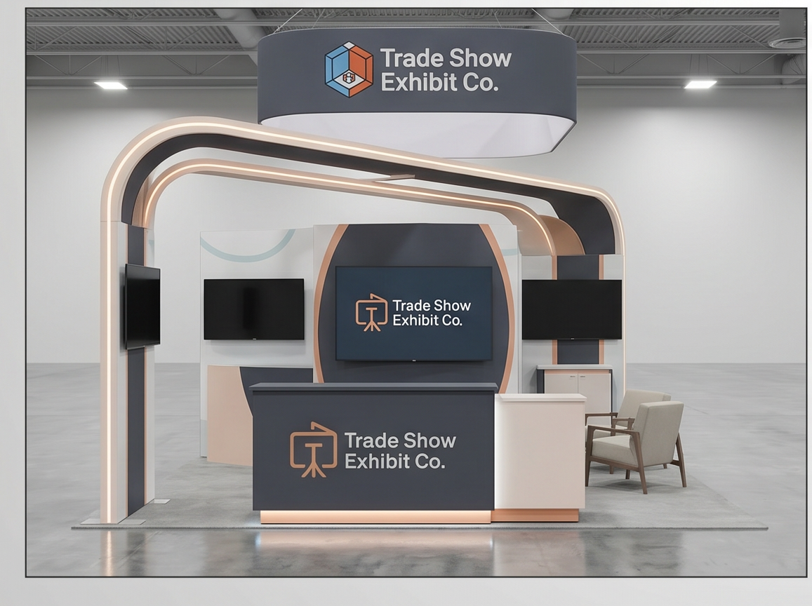 20x20 trade show exhibit rental — hospitality-forward island design