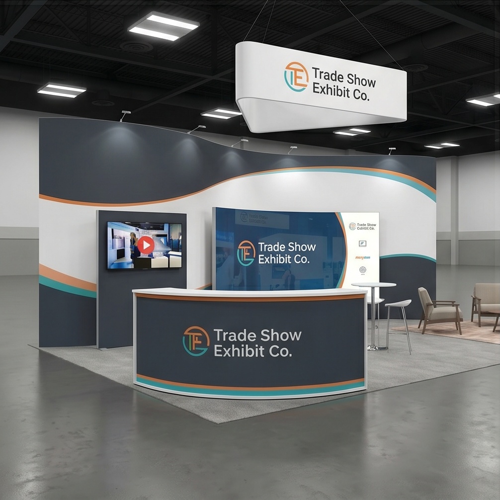 20x30 trade show exhibit rental — open-circulation island design