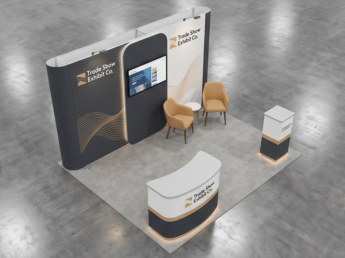 10x10 trade show exhibit rental — hospitality-ready inline design