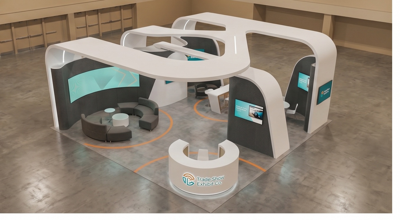 30x30 trade show exhibit rental — open-circulation island design