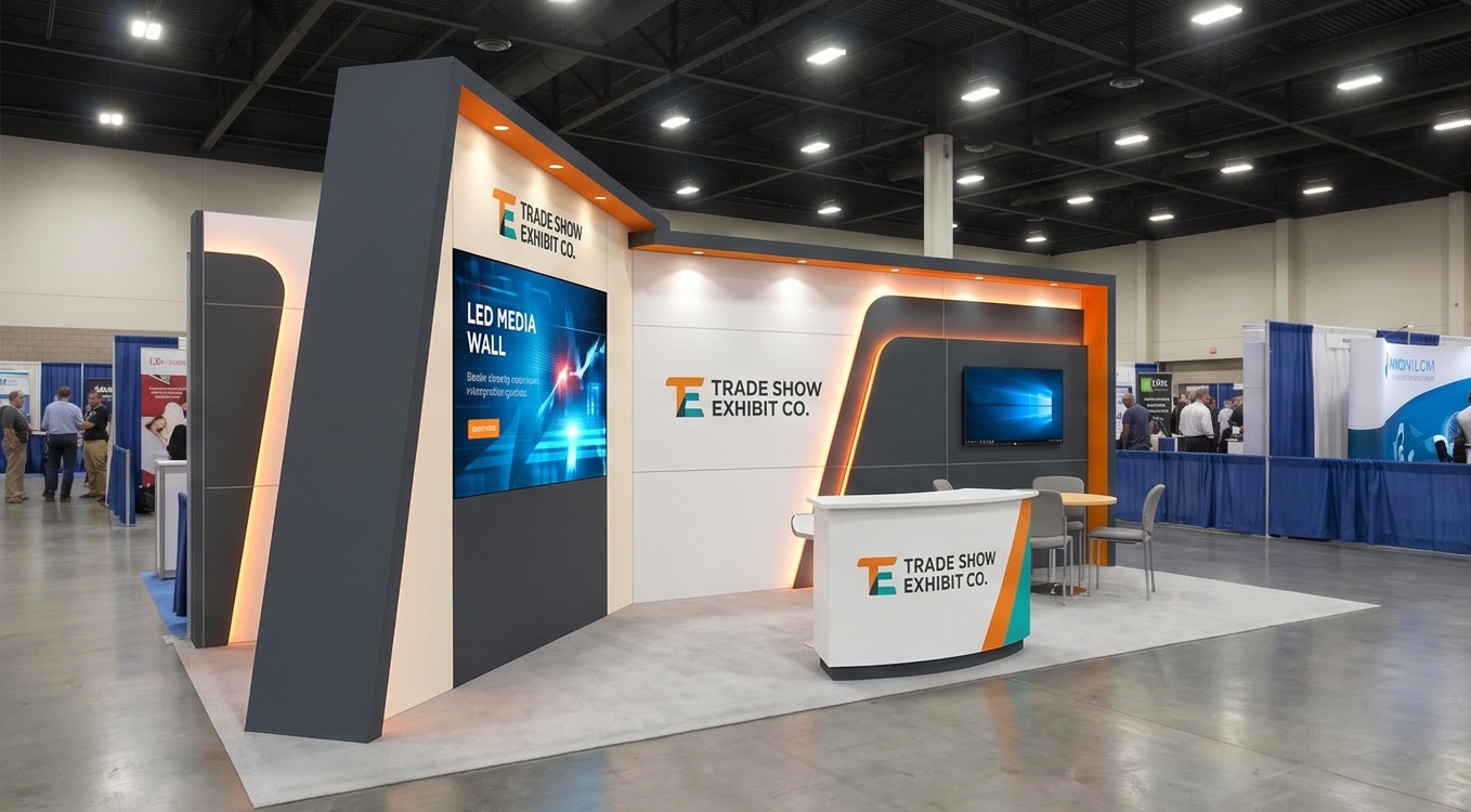10x20 trade show exhibit rental — 10 x 20 inline affordable exhibit rental — sema show, las vegas hero image