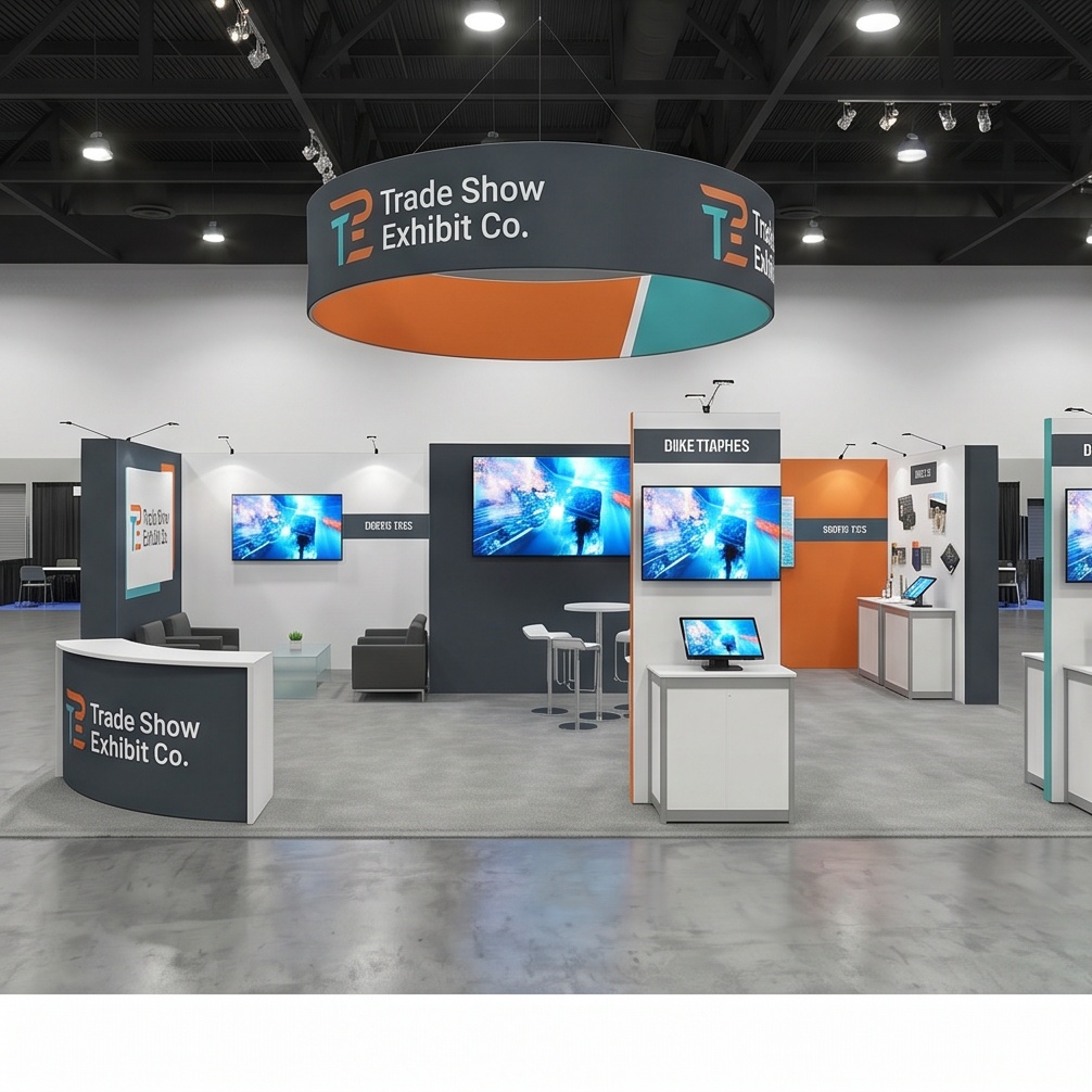 30x40 trade show exhibit rental — open-circulation island design