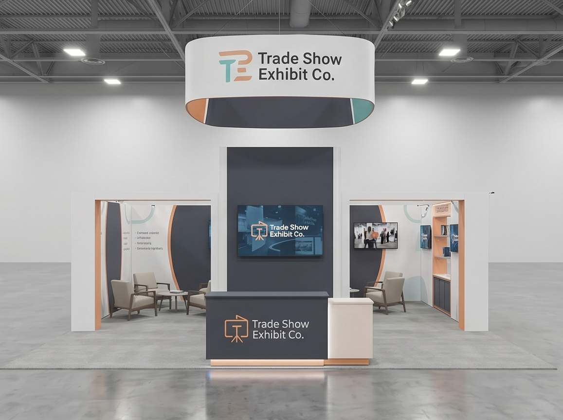 30x40 trade show exhibit rental — architectural media island design