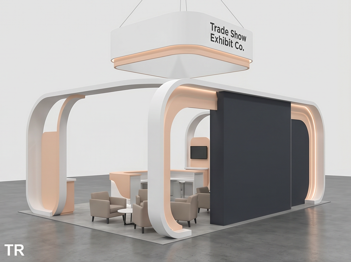 20x30 trade show exhibit rental — architectural media island design