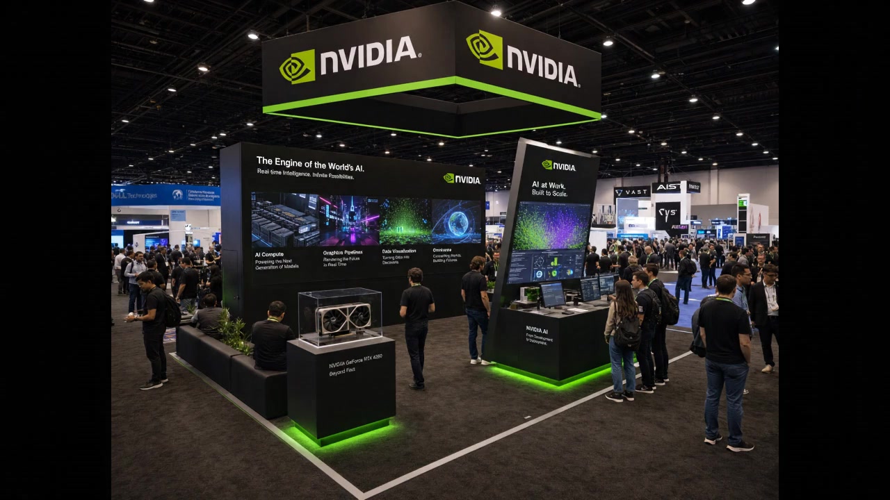 30' x 30' premium LED island concept for a consumer-goods exhibitor with a portfolio boulevard, sample bars, family shelves, and meeting pods
