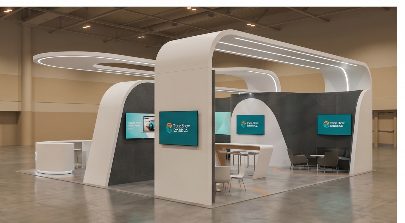 30x30 trade show exhibit rental — open-circulation island design
