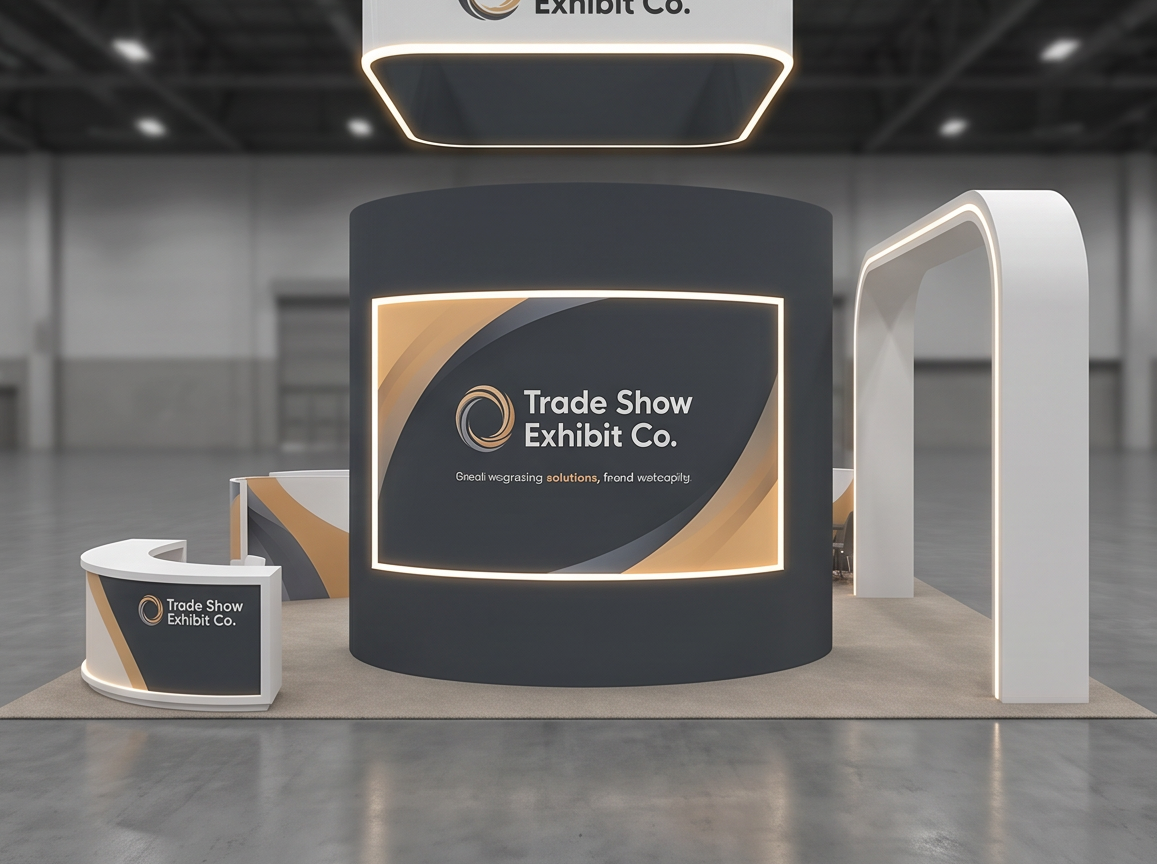 30x30 trade show exhibit rental — architectural media island design