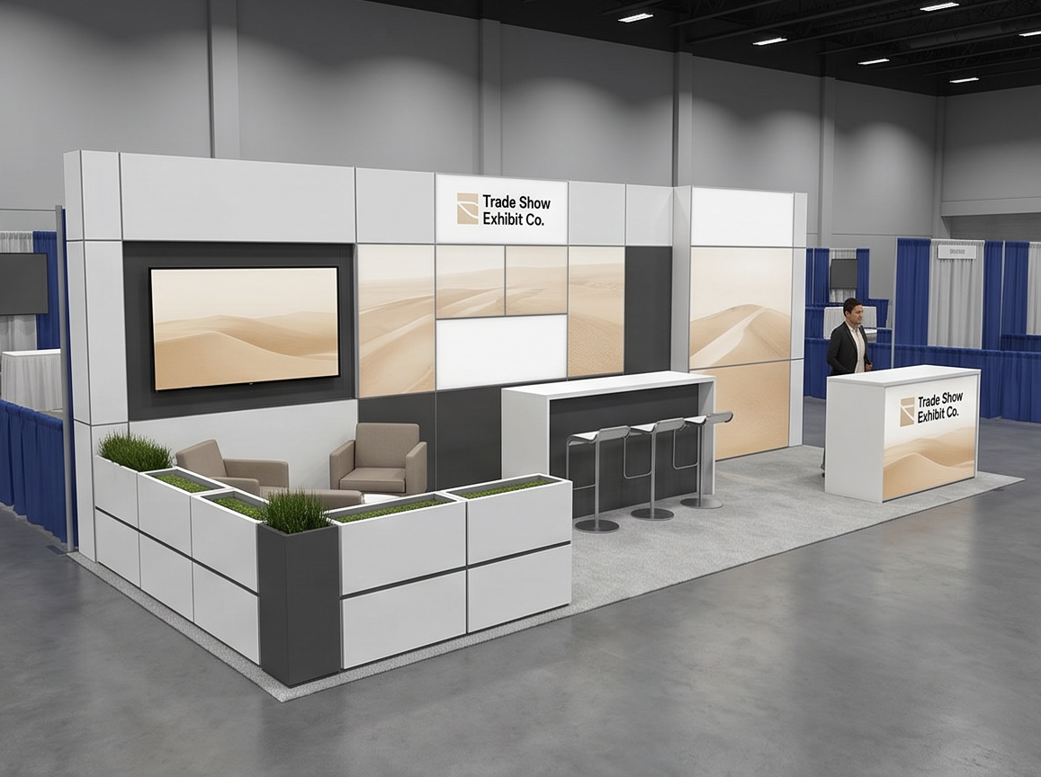 10x30 trade show exhibit rental — segmented storytelling inline design