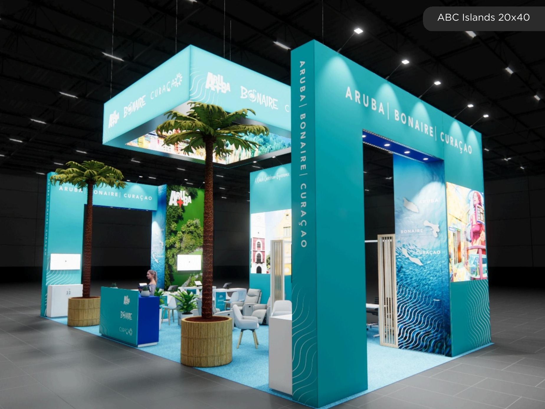 20x40 trade show exhibit rental example for custom and affordable exhibit planning