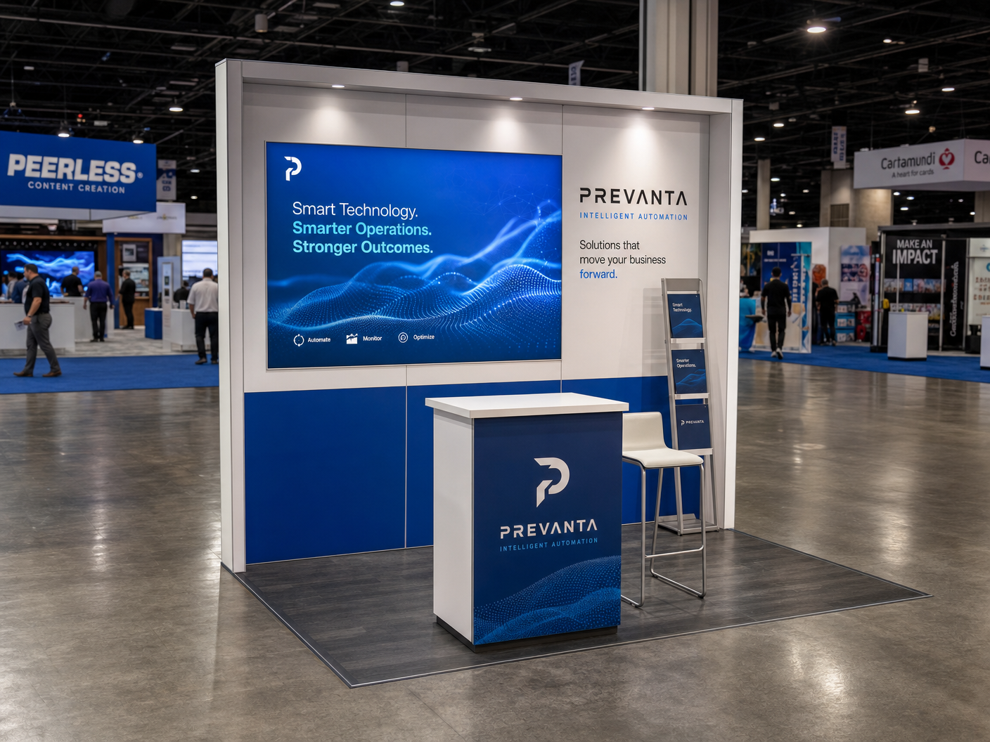 10' x 10' CES Orlando inline LED exhibit with integrated video wall and active show-floor presentation