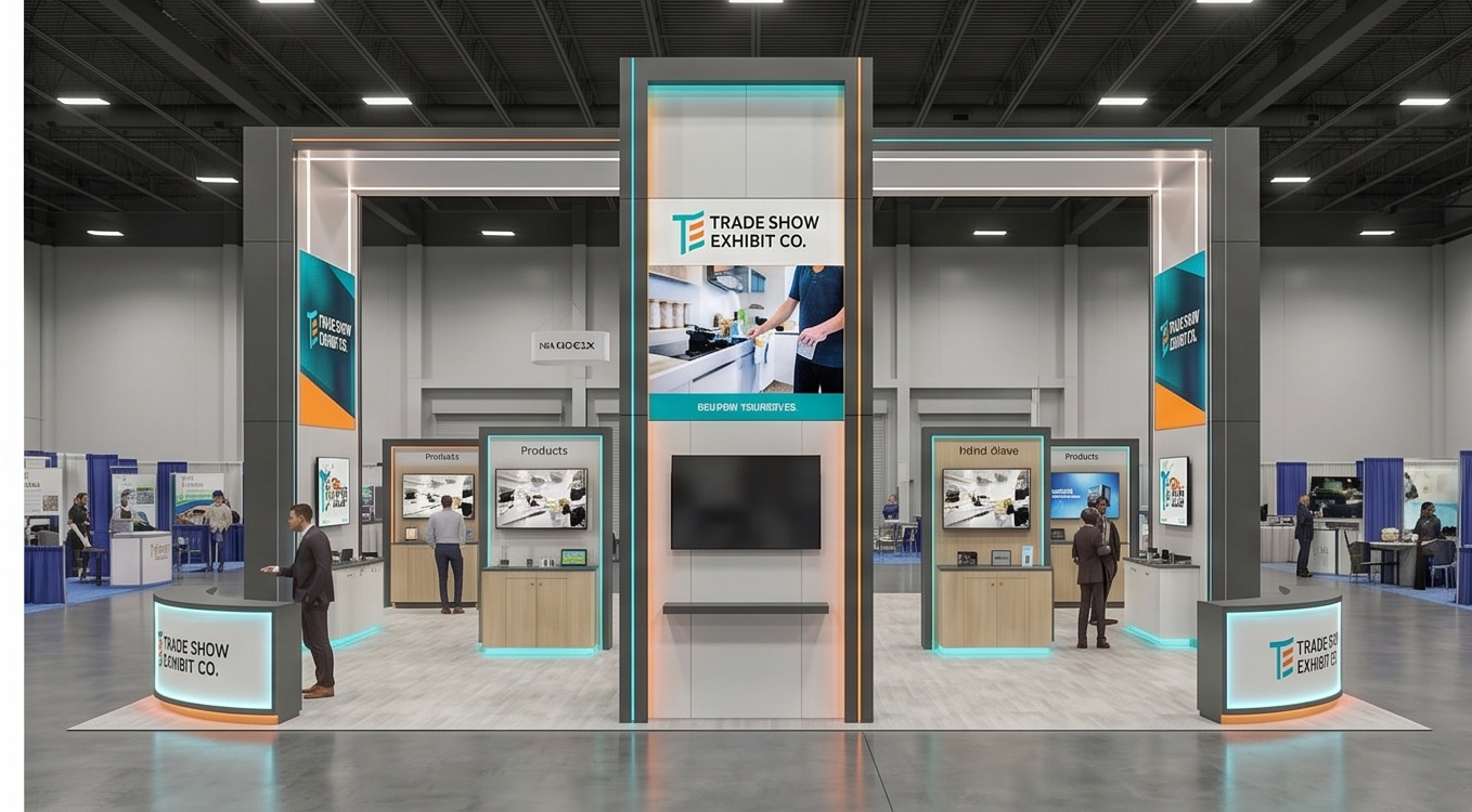 40x40 trade show exhibit rental — open-circulation island design