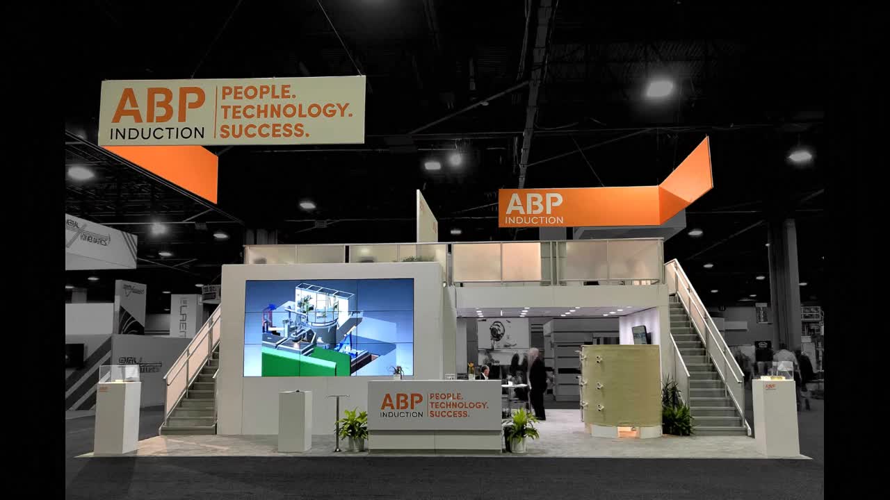 double-deck trade show exhibit rental example for custom and affordable exhibit planning