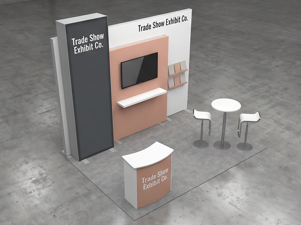 10x10 trade show exhibit rental — segmented storytelling inline design