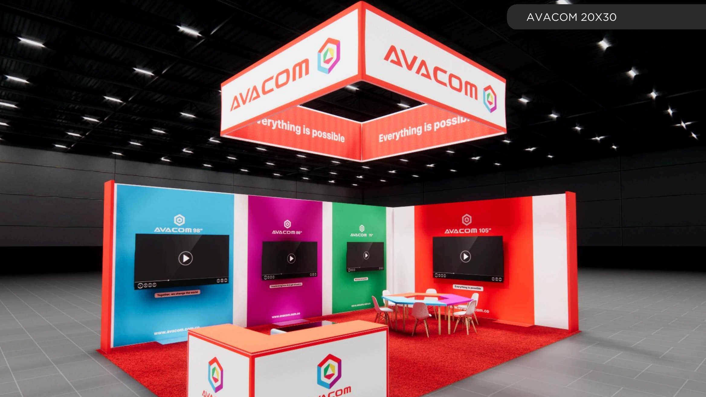 20x30 trade show exhibit rental — perimeter-canopy island design