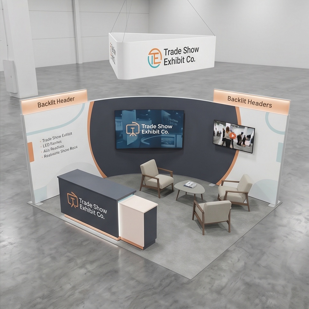 20x30 trade show exhibit rental — open-circulation island design